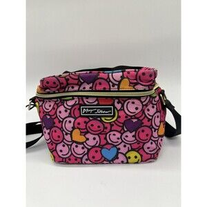 Betsey Johnson Smiley Face Hearts Lunch Bag Pink Kids Insulated Strap Novelty